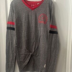 UGA women’s Gray and Red Long Sleeve Top with front knot